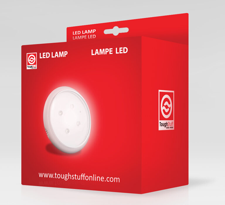 Packaging pour lampe portative destinée aux personnes illettrées.