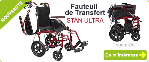 NOUVEAUTE : fauteuil de transfert pliant Stan Ultra DRIVE Accoudoirs relevables